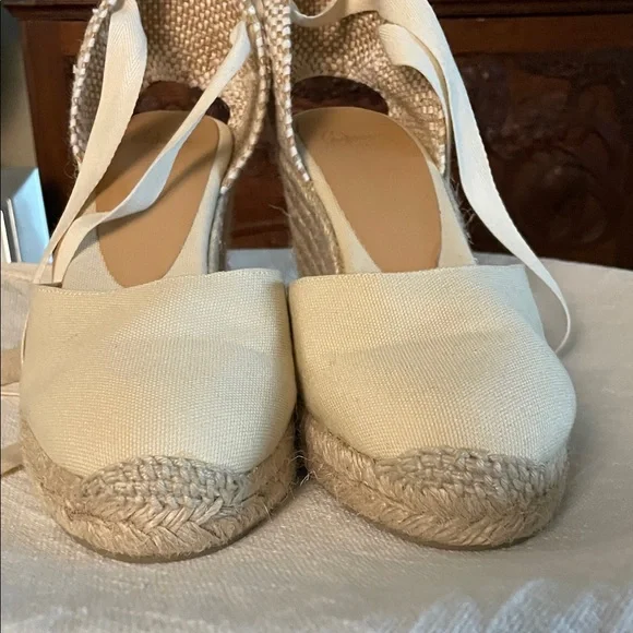 Elegant Cream Espadrille Wedge Sandals EU 38 US 7.5 - Picture 10 of 15